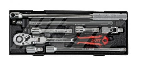 1/2"X8PCS ACCESSORY SET (SOFT-GRIP LOCKING FLEXIBLE RACHET)