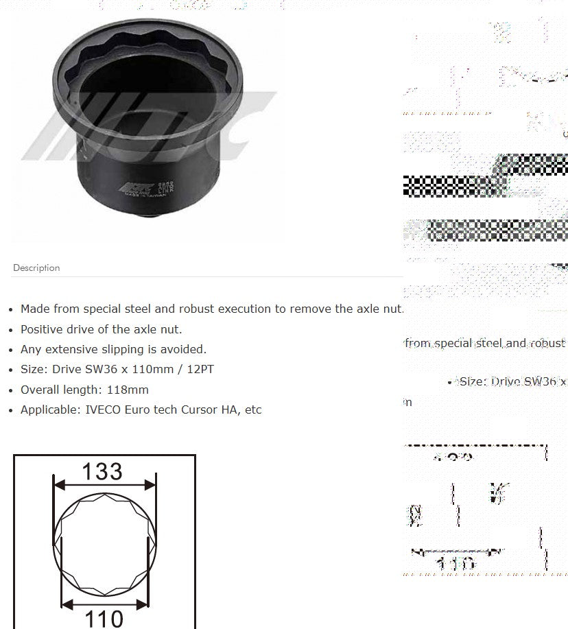 AXLE NUT SOCKET-for IVECO