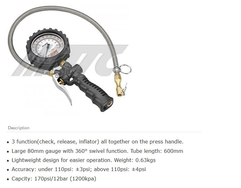 LIGHTWEIGHT 3-FUNCTION TIRE GAUGE